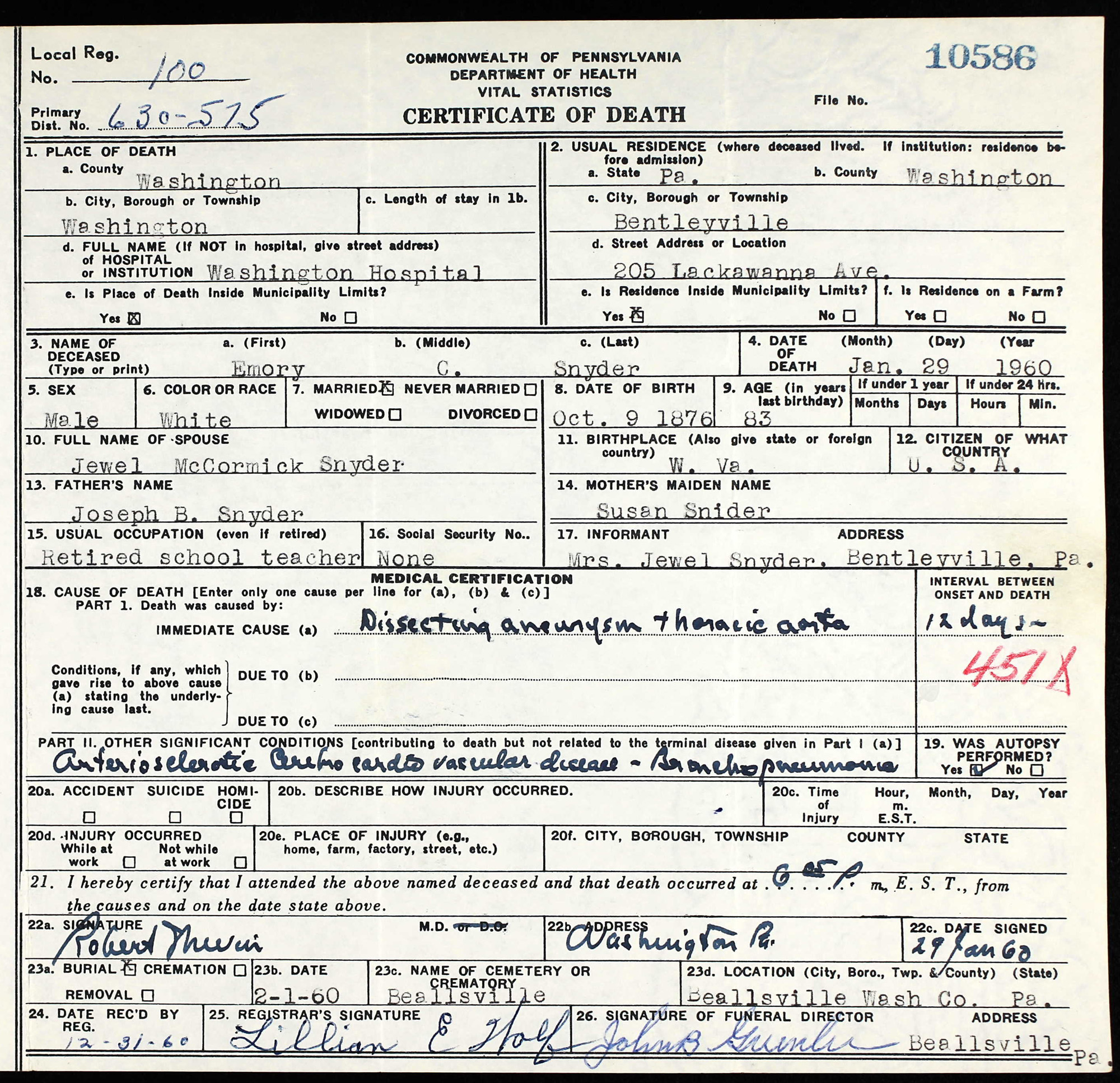 death certificate